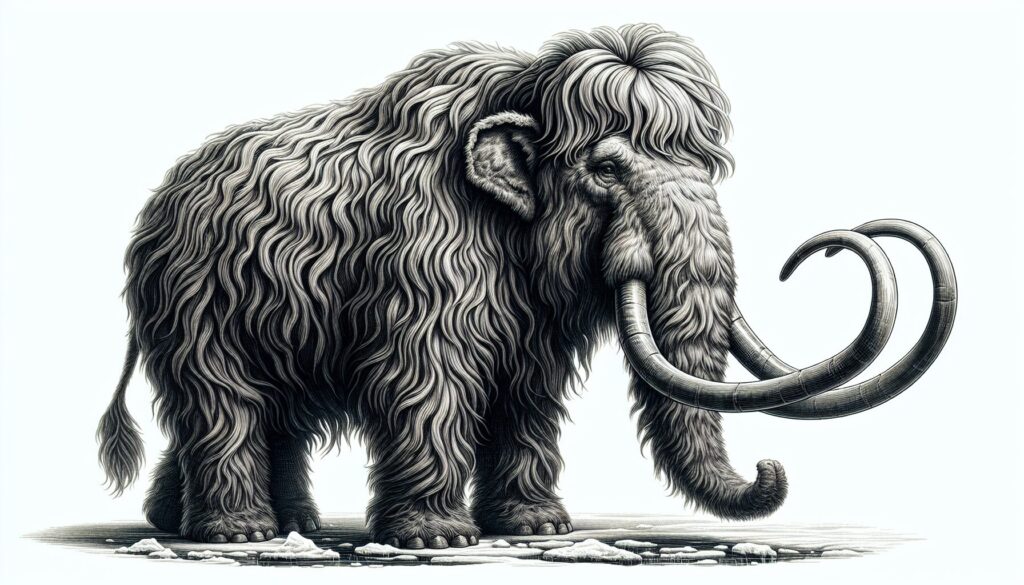 Drawing of a woolly mammoth